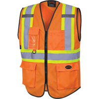 6958 Zipper Front Safety Vest, High Visibility Orange, Small, Polyester Dufferin Supply