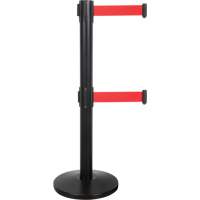 Dual Belt Crowd Control Barrier, Steel, 35" H, Red Tape, 7' Tape Length Dufferin Supply