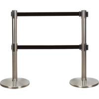 Dual Belt Crowd Control Barrier, Steel, 35" H, Black Tape, 7' Tape Length Dufferin Supply