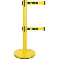 Dual Belt Crowd Control Barrier, Steel, 35" H, Yellow Tape, 7' Tape Length Dufferin Supply