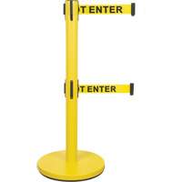 Dual Belt Crowd Control Barrier, Steel, 35" H, Yellow Tape, 7' Tape Length Dufferin Supply