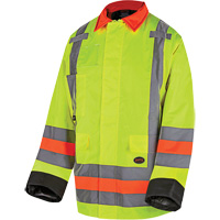 6040 Veste de contr&ocirc;le de la circulation pour l'hiver qu&eacute;b&eacute;cois, Polyester, Jaune lime haute visibilit&eacute;, T-petit Dufferin Supply