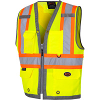 6673 Veste d'arpenteur au dos en maille avec fermeture &agrave; glissi&egrave;re, Jaune lime haute visibilit&eacute;, Petit, Polyester Dufferin Supply