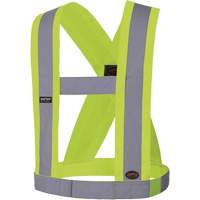 5492 4" Wide Adjustable Safety Sash, Meets/Exceeds CSA Z96 Class 2 - Level 2, High Visibility Lime-Yellow, Silver Reflective Colour, One Size Dufferin Supply