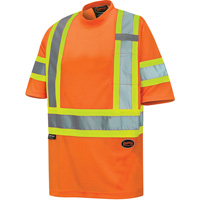 6970 Bird's-Eye Safety T-Shirt, Polyester, X-Small, High Visibility Orange Dufferin Supply