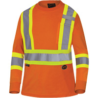 6968 Bird's-Eye Women's Safety T-Shirt, Polyester, X-Small, High Visibility Orange Dufferin Supply