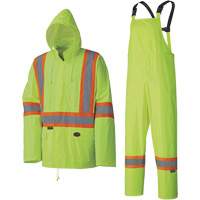 5599 Lightweight Waterproof Rain Suit, Polyester/PVC, X-Small, High Visibility Lime-Yellow Dufferin Supply
