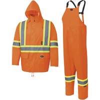 5618 150D Rain Suit, Polyester/Polyurethane, Small, High Visibility Orange Dufferin Supply