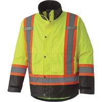 5401 Veste de s&eacute;curit&eacute; imperm&eacute;able 300D Trilobal antid&eacute;chirure, Polyester, Noir/Jaune lime haute visibilit&eacute;, T-petit Dufferin Supply