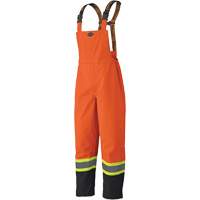 5404 300D Trilobal Ripstop Waterproof Bib Pants, Polyester, Small, Black/High Visibility Orange Dufferin Supply