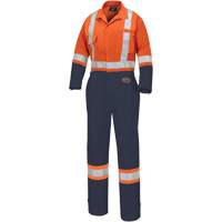 5514WBB Women's 2-Tone Safety Coveralls, X-Small, High Visibility Orange/Navy Blue Dufferin Supply