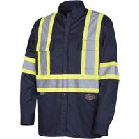 4414 Button-Down Work Shirt, Poly-Cotton, Small, Navy Blue Dufferin Supply
