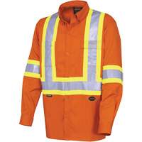 4441 Ultra-Cool Long-Sleeved Safety Shirt, Cotton, Small, High Visibility Orange Dufferin Supply