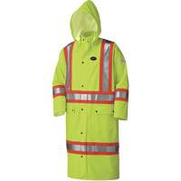 5897 Flame Resistant Waterproof Long Coat, Large, High Visibility Lime-Yellow Dufferin Supply