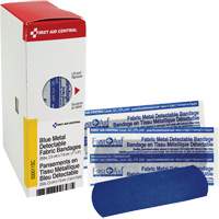 Fabric Blue Detectable Bandages, Rectangular/Square, 1", Fabric Metal Detectable, Sterile SHE879 | Dufferin Supply