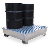 Ultra-Spill Pallet en acier, 4 barils, Capacit&eacute; de d&eacute;versement 68 gal. US, 49,1" x 47,1" x 10,9" Dufferin Supply