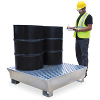 Ultra-Spill Pallet en acier, 4 barils, Capacit&eacute; de d&eacute;versement 68 gal. US, 49,1" x 47,1" x 10,9" Dufferin Supply