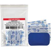 Blue Adhesive Bandages, Rectangular/Square, 3", Fabric Metal Detectable, Non-Sterile SHG048 | Dufferin Supply