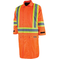 Long Rain Jacket with Detachable Hood, Nylon/PVC, Small, High Visibility Orange SHH310 | Dufferin Supply
