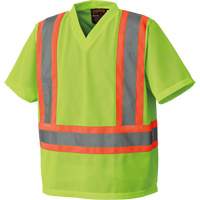5993P Mesh Safety T-Shirt, Polyester, Small, High Visibility Lime-Yellow Dufferin Supply
