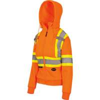 6924W Women's Fleece Hoodie with Zipper, Polyester, X-Small, High Visibility Orange Dufferin Supply