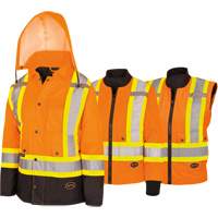 5020BBW Manteau 7 en 1 imperm&eacute;able pour femmes avec capuchon, Polyester/Polyur&eacute;thane, Orange haute visibilit&eacute;, T-petit Dufferin Supply