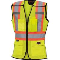 489 Women's High-Visibility Safety Tear-Away Vest, High Visibility Lime-Yellow, X-Small, Polyester Dufferin Supply