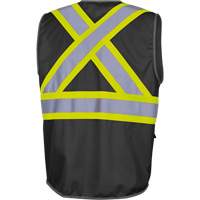 6959BK Tricot High-Visibility Safety Vest with Zipper Closure, Black, X-Small, Polyester Dufferin Supply
