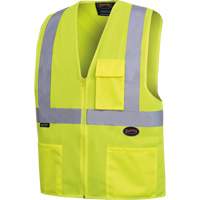 Safety Vest with 2" Tape, High Visibility Lime-Yellow, 4X-Large, Polyester, CSA Z96 Class 2 - Level 2 SHI027 | Dufferin Supply