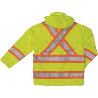 Ripstop Safety Rain Jacket, Polyester, X-Small, High Visibility Lime-Yellow Dufferin Supply