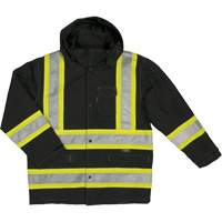 Ripstop Safety Rain Jacket, Polyester, X-Small, Black Dufferin Supply