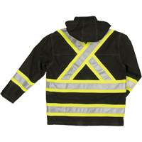 Ripstop Safety Rain Jacket, Polyester, X-Small, Black Dufferin Supply