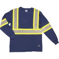 Long Sleeve Safety T-Shirt, Cotton, X-Small, Navy Blue SHJ014 | Dufferin Supply