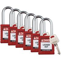 Cadenas de verrouillage Velocity, Rouge, Cl&eacute;s diff&eacute;rentes, Nylon, Largeur de 1-1/2" Dufferin Supply