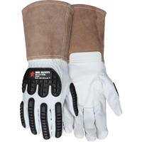 Leather Welding Work Gloves, Medium, Goatskin Palm, Gauntlet Cuff SHJ534 | Dufferin Supply