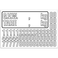G.V.W. Truck Number Kit, Assorted Numbers/Letters/Punctuation, White Dufferin Supply