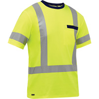 Chemise &agrave; manches courtes et X au dos Bisley, Poly-coton, Petit, Jaune lime haute visibilit&eacute; Dufferin Supply