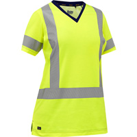Chemise &agrave; manches courtes et X au dos Bisley pour femmes, Poly-coton, Petit, Jaune lime haute visibilit&eacute; Dufferin Supply