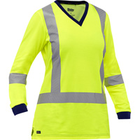 Chemise &agrave; manches longues et X au dos Bisley pour femmes, Poly-coton, Petit, Jaune lime haute visibilit&eacute; Dufferin Supply