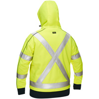 Bisley&reg; X-Back Women's Contoured Full Zip Hooded Sweatshirt with Sherpa Lining, Small, High Visibility Lime-Yellow Dufferin Supply