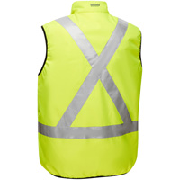 Bisley&reg; X-Back Reversible Puffer Vest, High Visibility Lime-Yellow, Small, Polyester Dufferin Supply