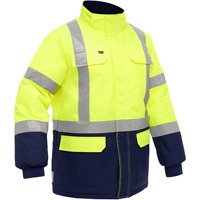 Bisley&reg; X-Back Extreme Cold Jacket with Navy Bottom, Polyester, High Visibility Lime-Yellow, Small Dufferin Supply