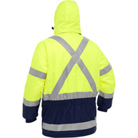 Bisley&reg; X-Back Extreme Cold Jacket with Navy Bottom, Polyester, High Visibility Lime-Yellow, Small Dufferin Supply
