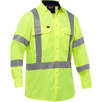 Chemise de travail &agrave; manches longues et X au dos Bisley avec X-Airflow, Poly-coton, Petit, Jaune lime haute visibilit&eacute; Dufferin Supply