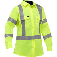 Chemise de travail &agrave; manches longues et X au dos Bisley avec X-Airflow pour femmes, Poly-coton, Petit, Jaune lime haute visibilit&eacute; Dufferin Supply
