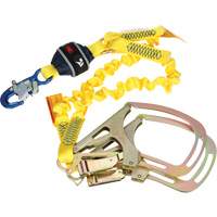Twin-Leg Stretch Web Shock-Absorbing Lanyard, 6', Rebar Hook Center, Snap Hook Leg Ends Dufferin Supply