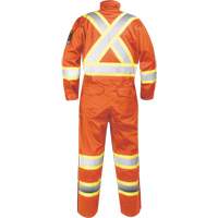 Fire-Resistant Coverall with High-Visibility Bands, Size Small, Orange Dufferin Supply