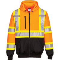Contrast-Striped Safety Hoodie, Small, Black/High Visibility Orange Dufferin Supply
