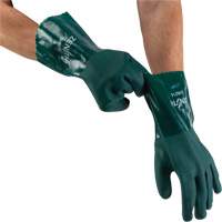 Double Dipped Green Gloves, 12" L, PVC, Cotton Jersey Inner Lining, 70-mil Dufferin Supply