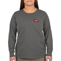 GRIDIRON Long Sleeve Pocket T-Shirt, Women's, X-Small, Grey Dufferin Supply